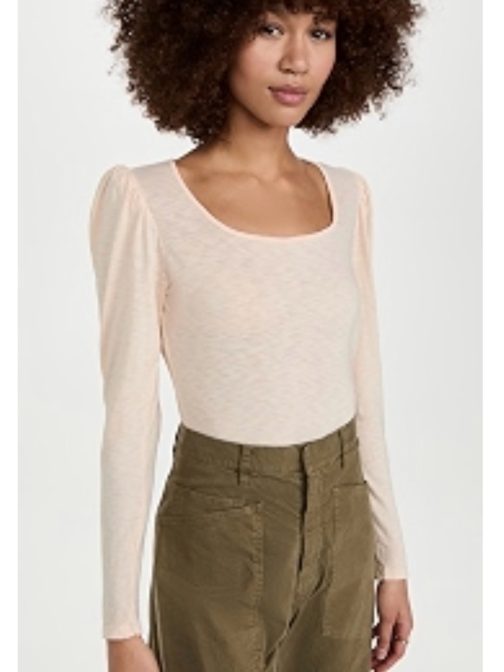 Sundry Square Neck Long Sleeve Tee in Seashell Size 1